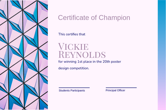 Certificate template: Pink Certificate (Created by Visual Paradigm Online's Certificate maker)