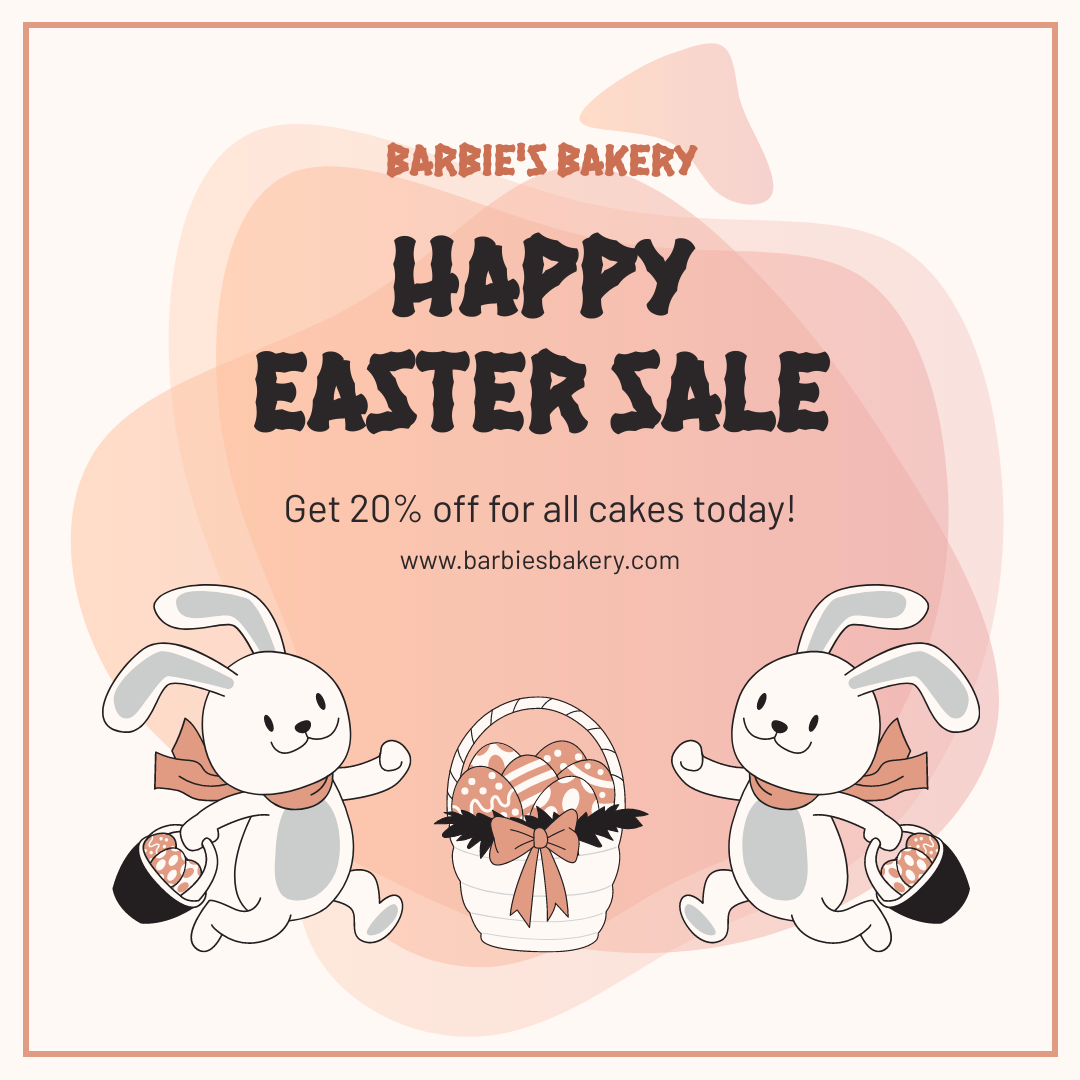 Black Pink Rabbit Illustration Easter Sale Instagram Post
