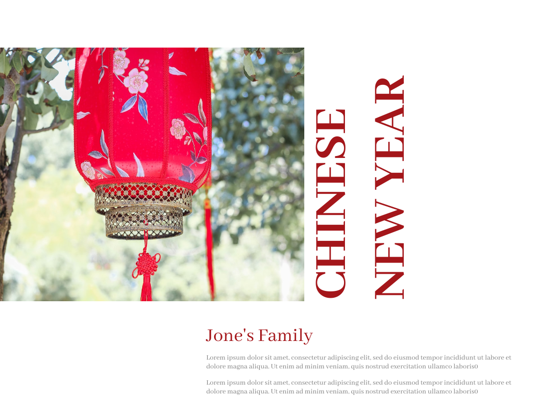 季节性照相簿 模板。Red Chinese New Year Seasonal Photo Book (由 Visual Paradigm Online 的季节性照相簿软件制作)