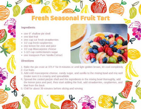 Recipe Card template: Fresh Seasonal Fruit Tart Recipe Card (Created by Visual Paradigm Online's Recipe Card maker)
