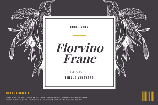 Editable labels template:Floral Illustrated Wine Product Label