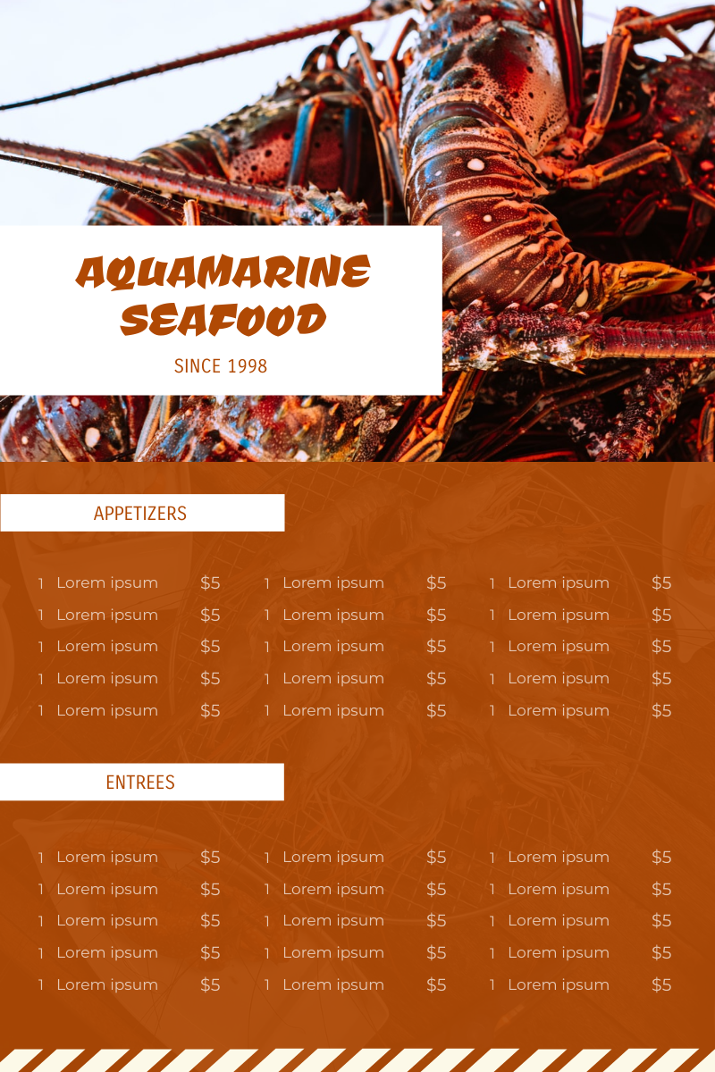 Orange Seafood Photo Seafood And Drinks Menu