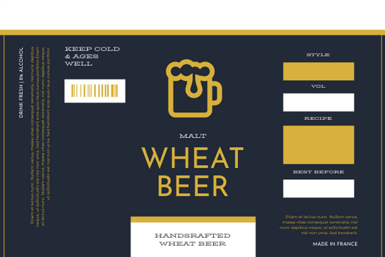 Editable labels template:Beer Illustration Wheat Beer Product Label