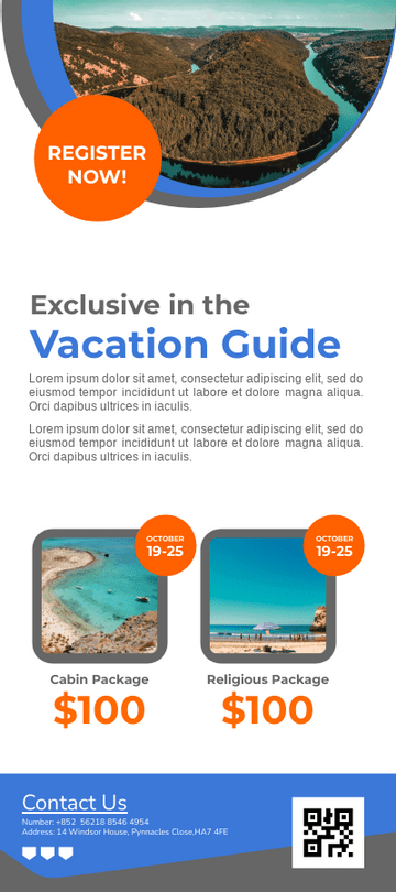 Rack Card template: Summer Vacation Package Rack Card (Created by Visual Paradigm Online's Rack Card maker)