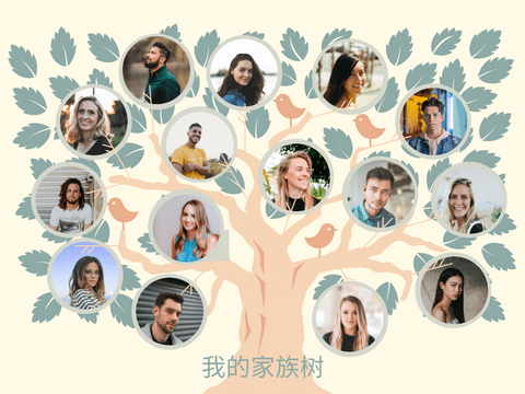 家庭树 模板。大树家族树 (由 Visual Paradigm Online 的家庭树软件制作)