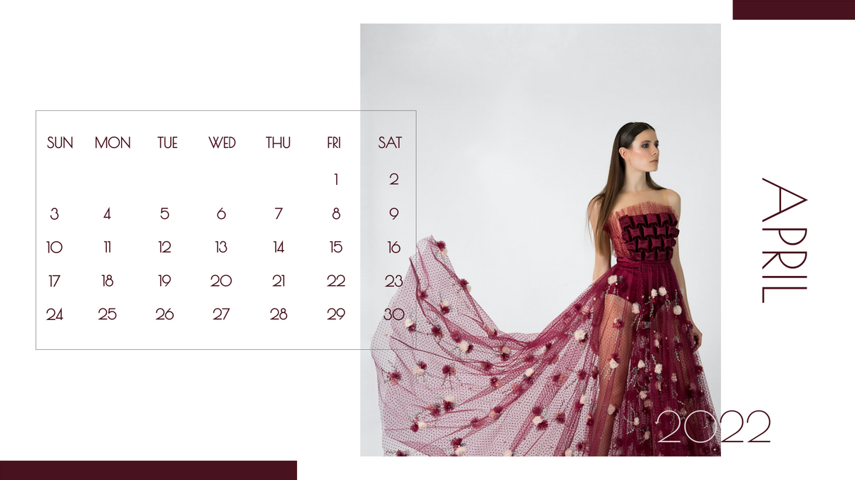 Calendar 模板。Model Photographic Calendar (由 Visual Paradigm Online 的Calendar软件制作)