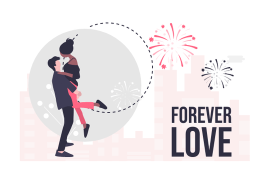 關係插圖 模板。 Forever Love (由 Visual Paradigm Online 的關係插圖軟件製作)