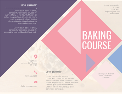 Editable brochures template:Baking Course Brochure
