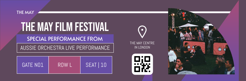 Ticket template: The May Film Festival Ticket (Created by Visual Paradigm Online's Ticket maker)