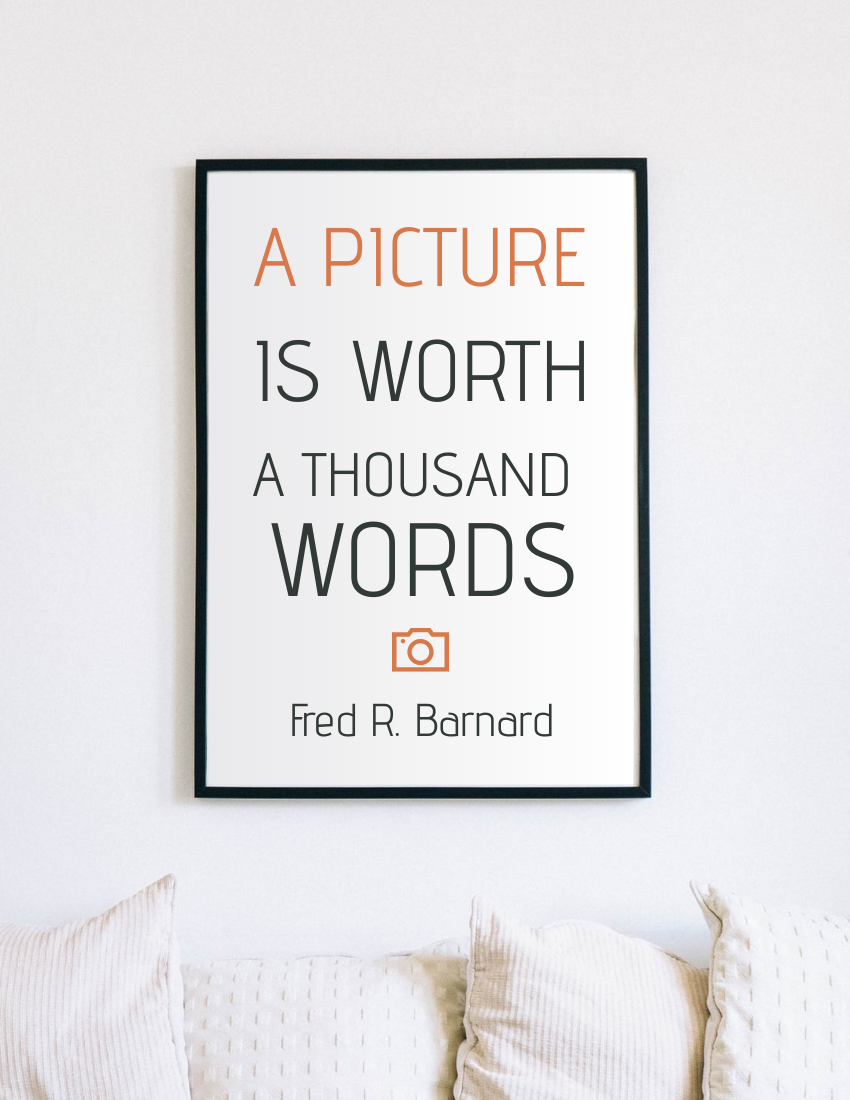 Quote 模板。 A picture is worth a thousand words. – Fred R. Barnard (由 Visual Paradigm Online 的Quote軟件製作)