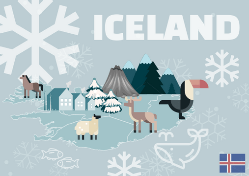 Postcard template: Iceland Postcard (Created by InfoART's  marker)