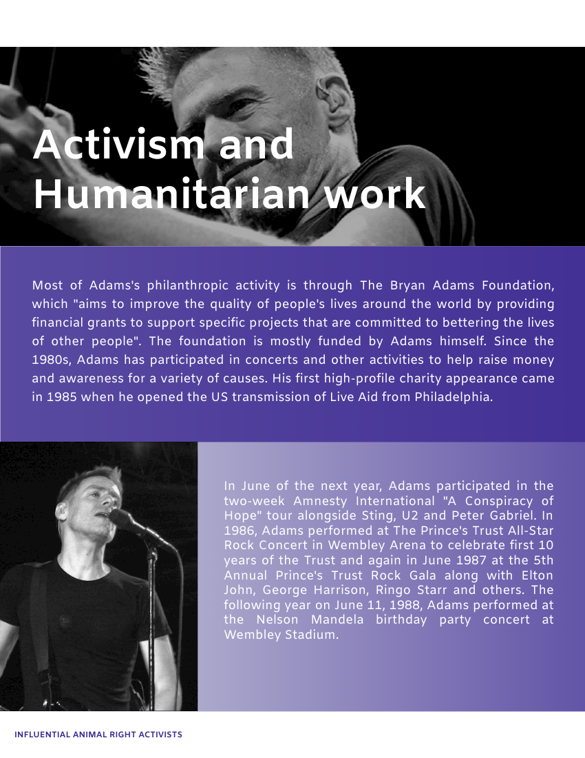Biography template: Bryan Adams Biography (Created by Visual Paradigm Online's Biography maker)