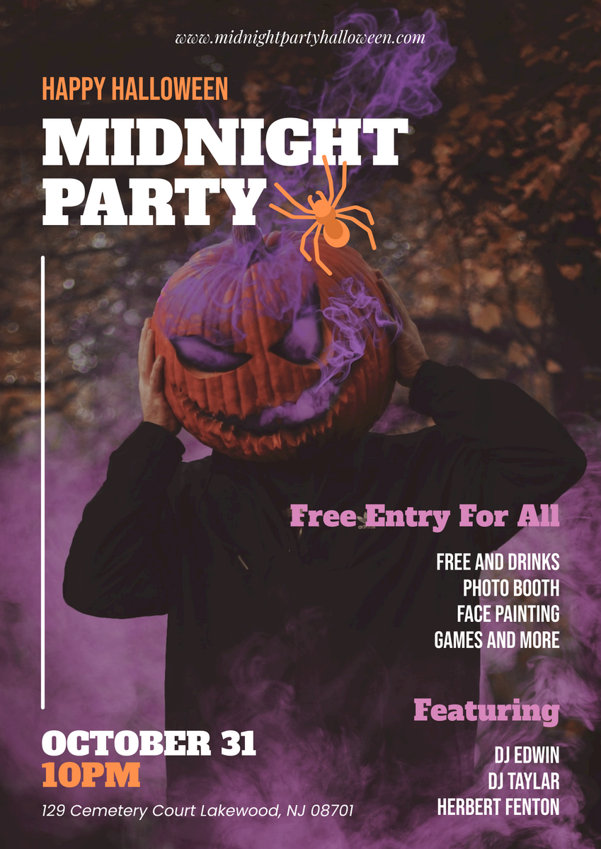 Poster template: Halloween Midnight Party Poster (Created by Visual Paradigm Online's Poster maker)