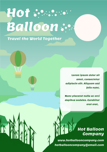 Editable flyers template:Hot Balloon Travelling Flyer