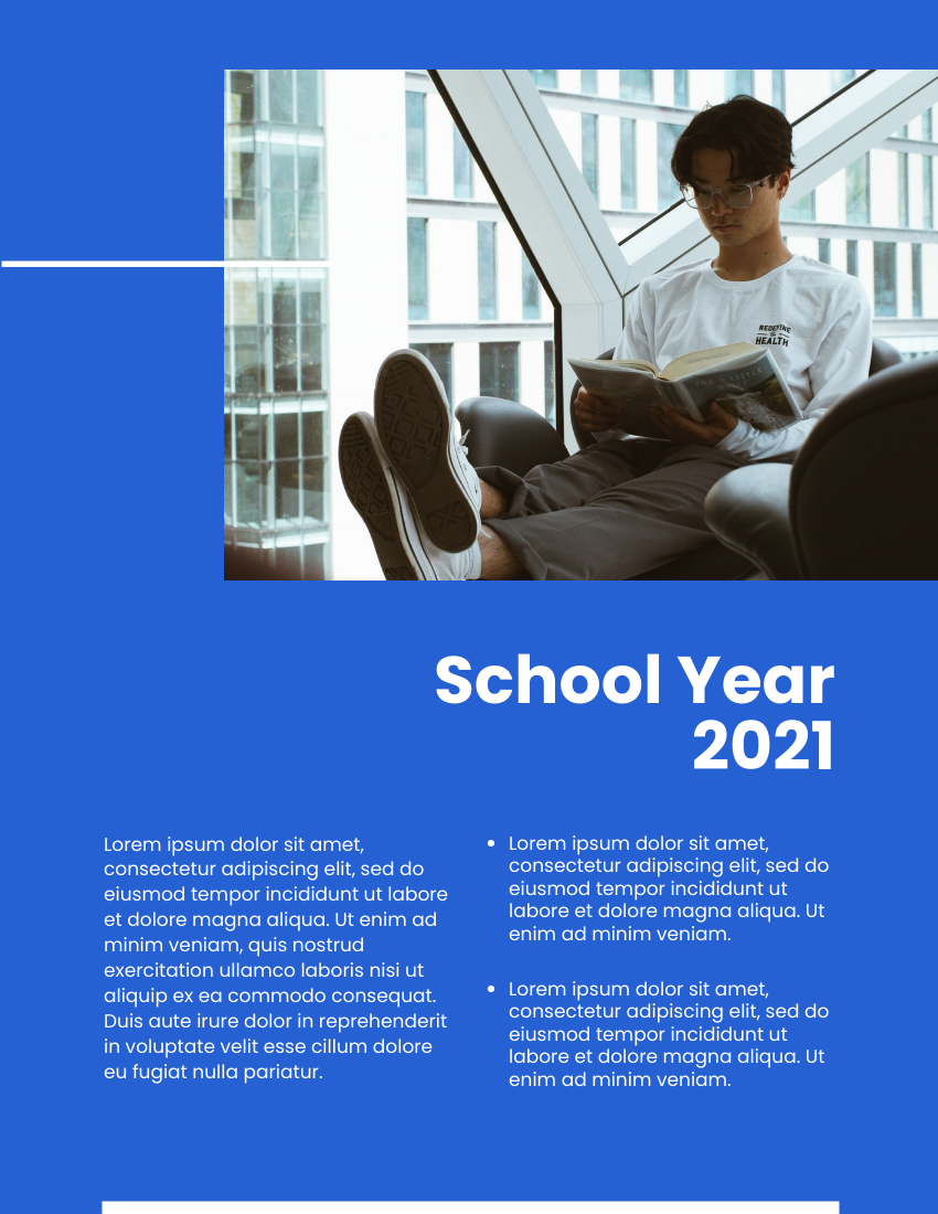 簡章 模板。New School Year Prospectus (由 Visual Paradigm Online 的簡章软件制作)