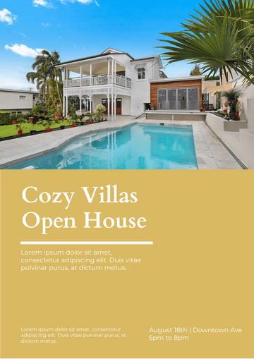 Flyer template: Villa Open House Flyer (Created by Visual Paradigm Online's Flyer maker)