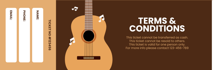 Ticket template: Classical Guitar Concert Ticket (Created by InfoART's Ticket maker)