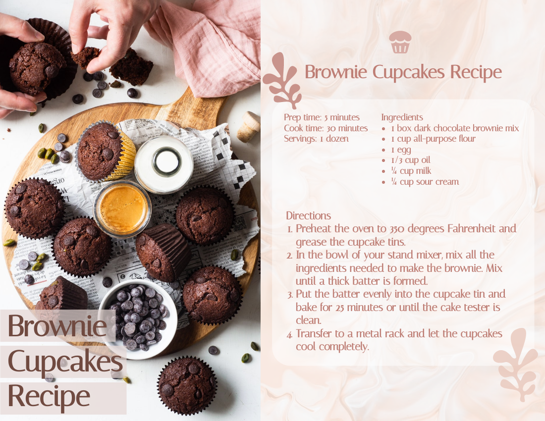 Recipe Card template: Brownie Cupcakes Recipe Card (Created by Flipbook's Recipe Card maker)