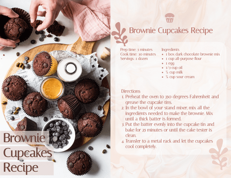 Recipe Card template: Brownie Cupcakes Recipe Card (Created by Visual Paradigm Online's Recipe Card maker)
