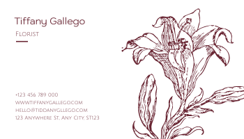 Business Card template: Red Simple Flower Florist Business Card (Created by InfoART's Business Card maker)