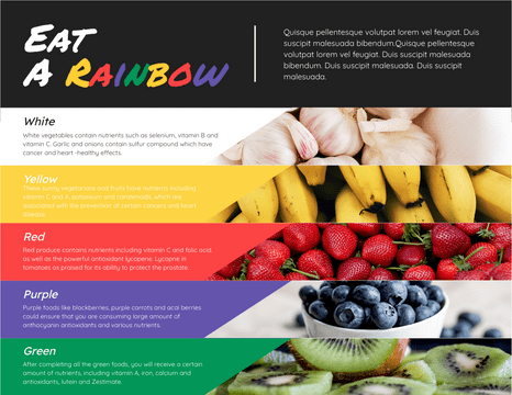 Editable infographics template:Eat A Rainbow Infographic