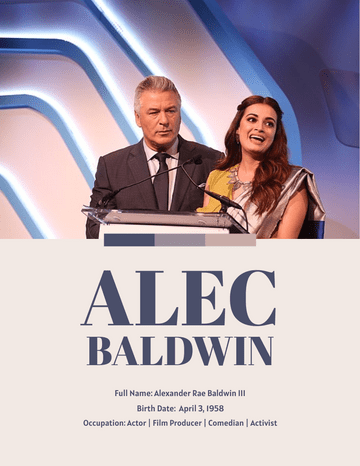 Biography template: Alec Baldwin Biography (Created by Visual Paradigm Online's Biography maker)