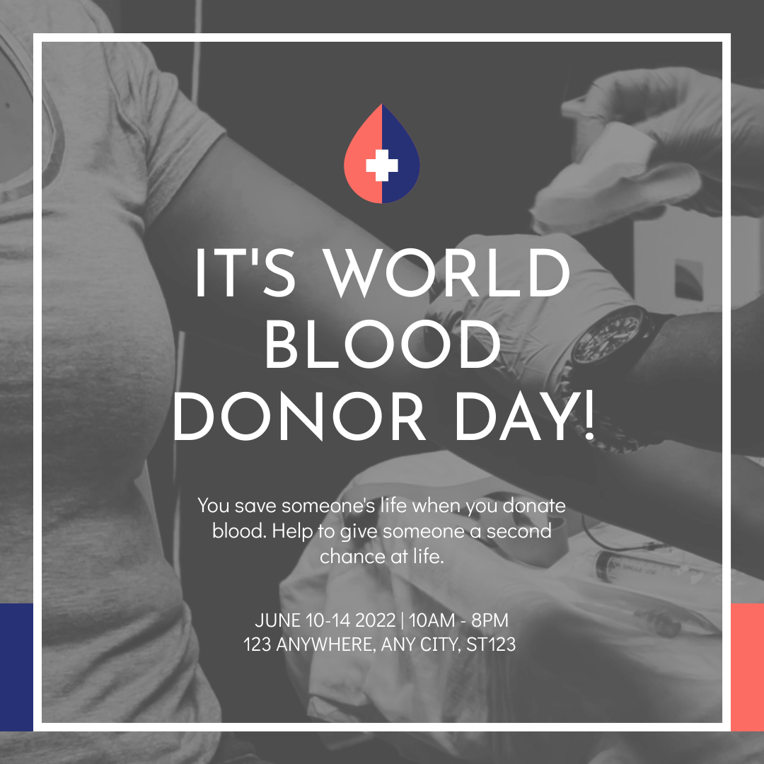 Instagram Post template: It's World Blood Donor Day Photo Instagram Post (Created by InfoART's Instagram Post maker)
