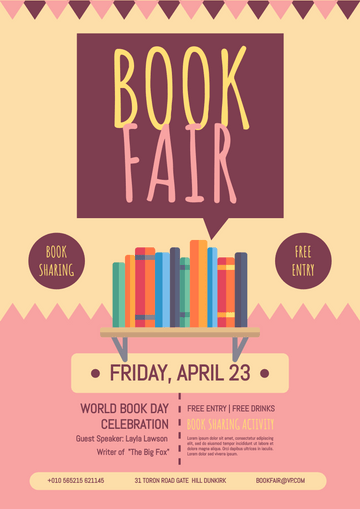 Editable flyers template:World Book Day Book Fair Flyer