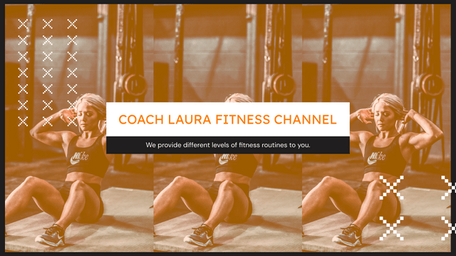 Editable youtubechannelarts template:Fitness Coach Workout Classes YouTube Channel Art