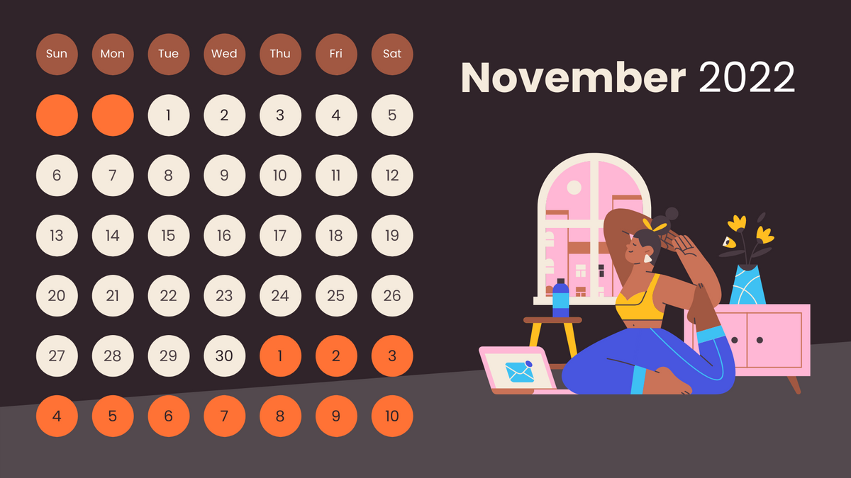 Calendar template: Home Illustrations Calendar (Created by Visual Paradigm Online's Calendar maker)