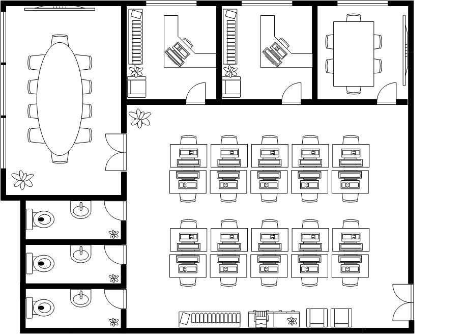 Work Office Floor Plan template: Office Floor Plan With Conference Room (Created by Visual Paradigm Online's Work Office Floor Plan maker)