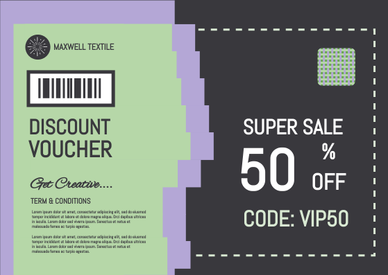 Gift Card template: Textile Discount Gift Card (Created by Visual Paradigm Online's Gift Card maker)