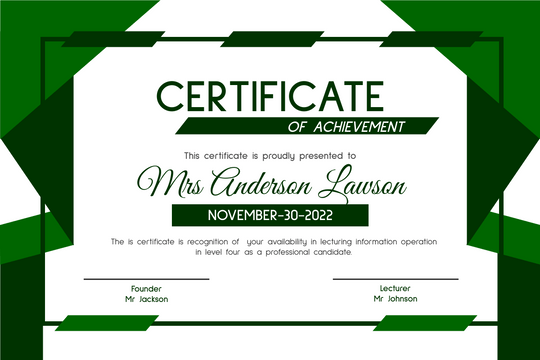 Green Modern Achievement Certificate