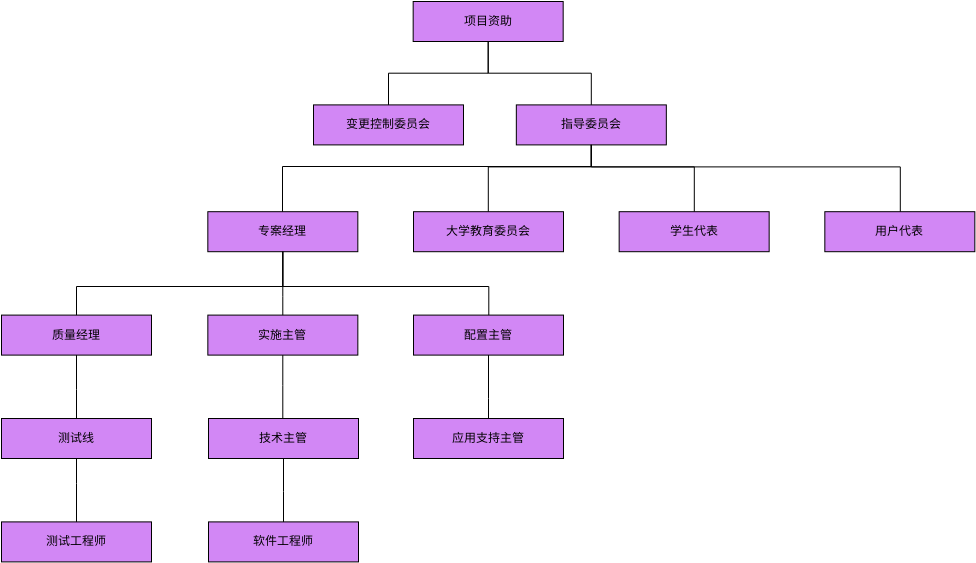 组织结构图 模板。 组织分解结构 (由 Visual Paradigm Online 的组织结构图软件制作)