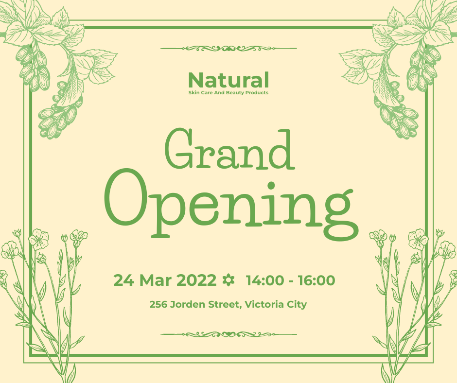 Facebook Post template: Natural Product Grand Opening Facebook Post (Created by Visual Paradigm Online's Facebook Post maker)