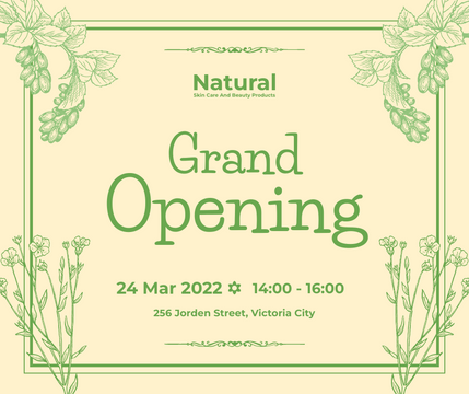 Facebook Post template: Natural Product Grand Opening Facebook Post (Created by Visual Paradigm Online's Facebook Post maker)