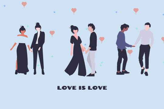 关系插图 模板。Love is Love Illustration (由 Visual Paradigm Online 的关系插图软件制作)