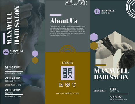 Editable brochures template:Hair Salon Booking Brochure