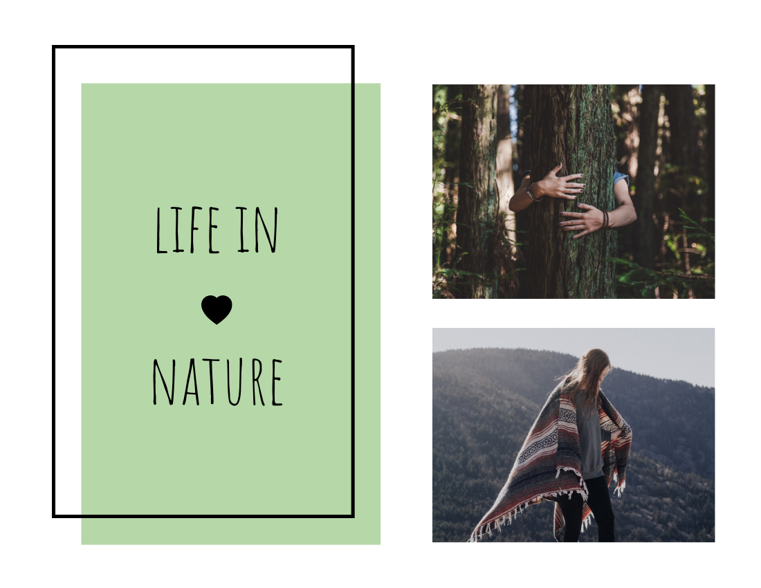 年度回顧照相簿 模板。 Nature Life Year in Review Photo Book (由 Visual Paradigm Online 的年度回顧照相簿軟件製作)