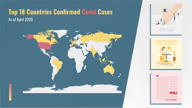 Top 18 Countries Confirmed Covid Cases Geo Heatmap