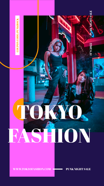 Editable instagramstories template:Tokyo Fashion Night Sale Instagram Story