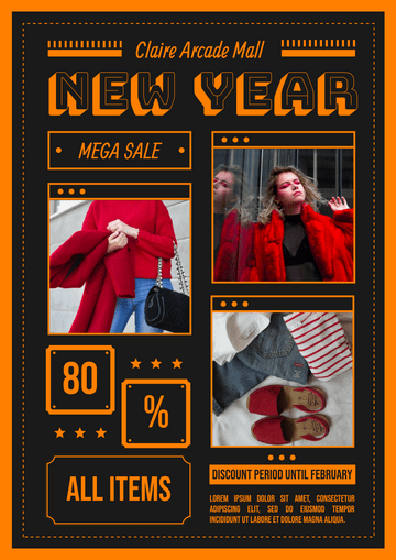 Editable flyers template:New Year Fashion Sale Flyer