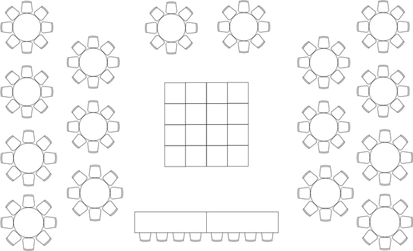 座位表 模板。 婚礼座位图 (由 Visual Paradigm Online 的座位表软件制作)