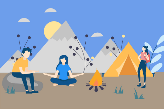 關係插圖 模板。 Camping Illustration (由 Visual Paradigm Online 的關係插圖軟件製作)