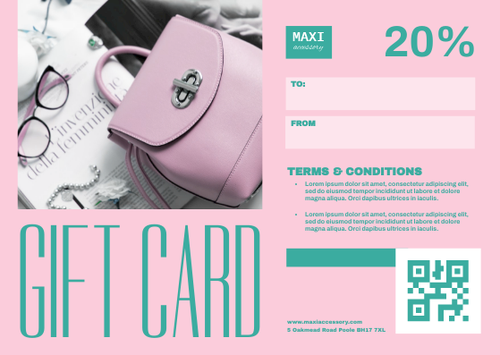Gift Card template: Girly Accessory Voucher Gift Card (Created by Visual Paradigm Online's Gift Card maker)