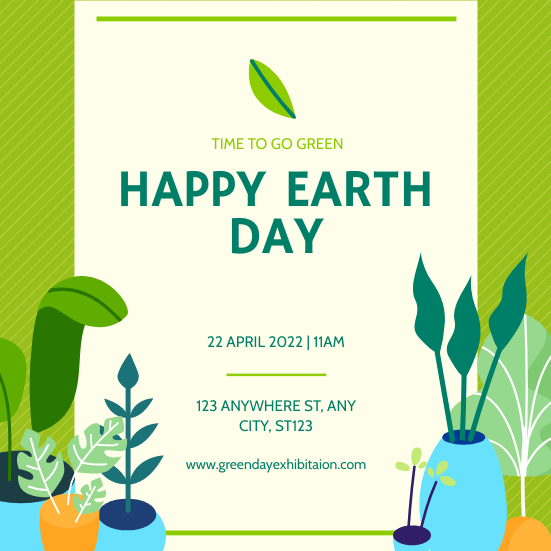 Green Plants Illustrations Earth Day Invitation