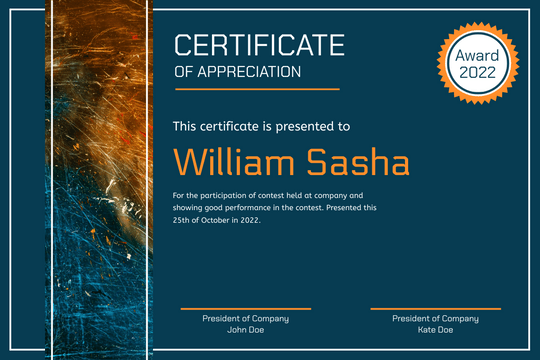 Certificate template: Dark Blue Painting Certificate (Created by Visual Paradigm Online's Certificate maker)
