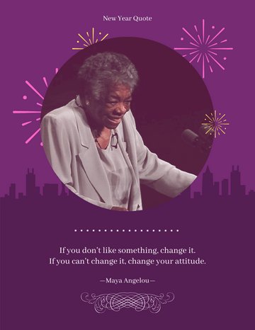 Quote template: If you don' like something, change it. If you can't change it, change your attitude. —Maya Angelou (Created by Visual Paradigm Online's Quote maker)