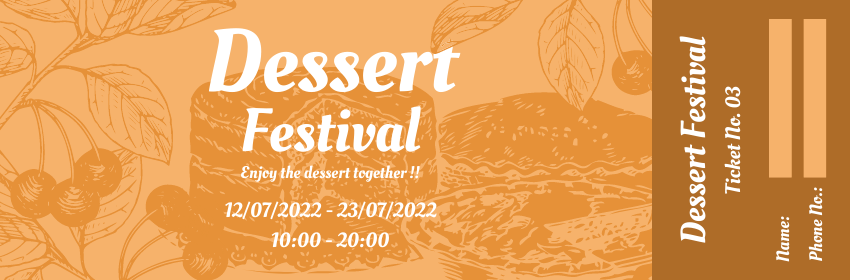 Editable tickets template:Dessert Festival Ticket