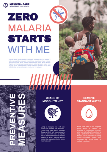 Poster template: Malaria Preventive Poster (Created by Visual Paradigm Online's Poster maker)